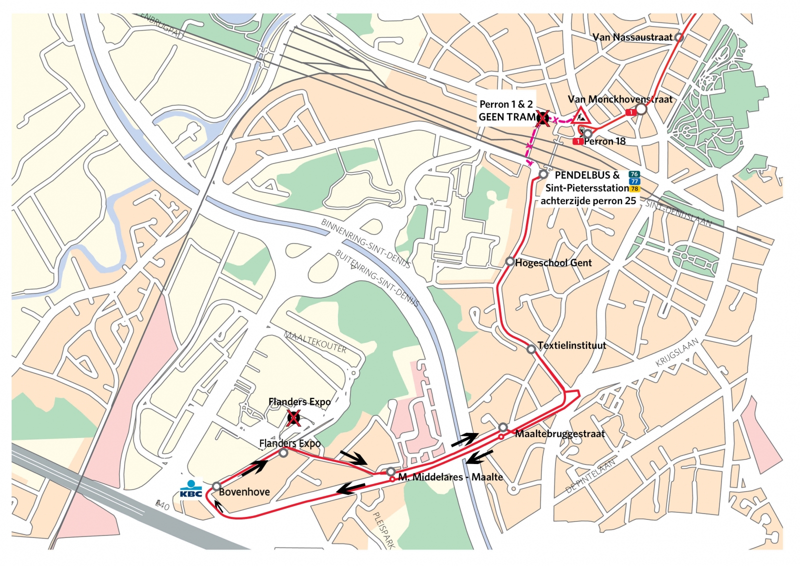 smeren Plons Buitensporig Project Gent Sint-Pieters | Tramlijn 1 station - Flanders Expo onderbroken  op 7/10